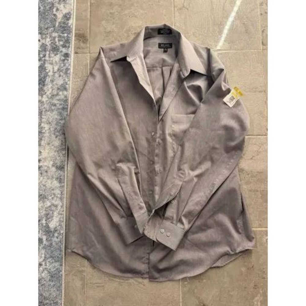 Axcess by Claiborne Mens Gray Dress Shirt 100% Cotton 15 32-33 Long Slv